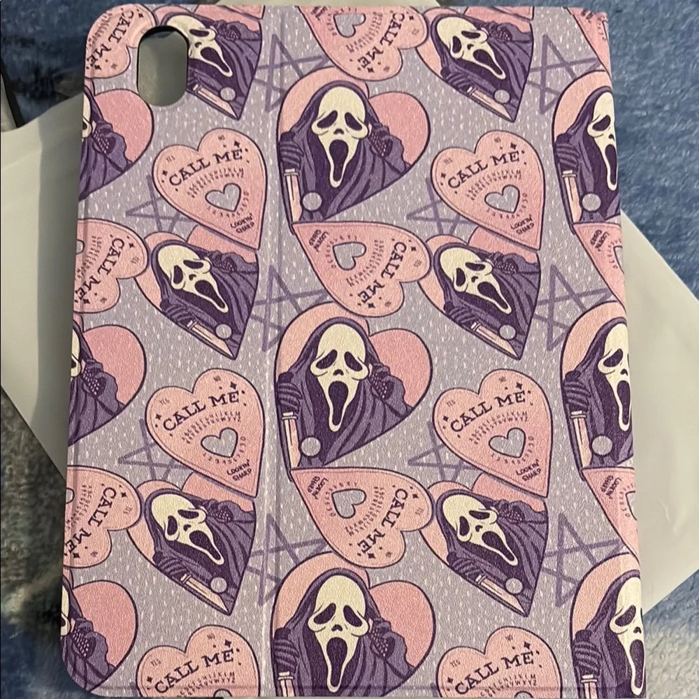 Purple and Pink Scream Patterned Tablet Case for iPad 10th Generation